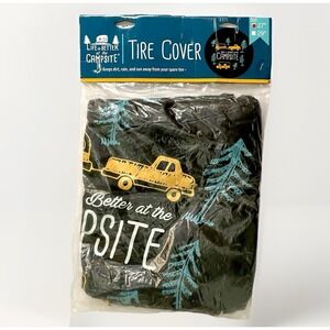 Life is Better at the Campsite 27" Vinyl Spare Tire Cover Elastic Hem RV Black